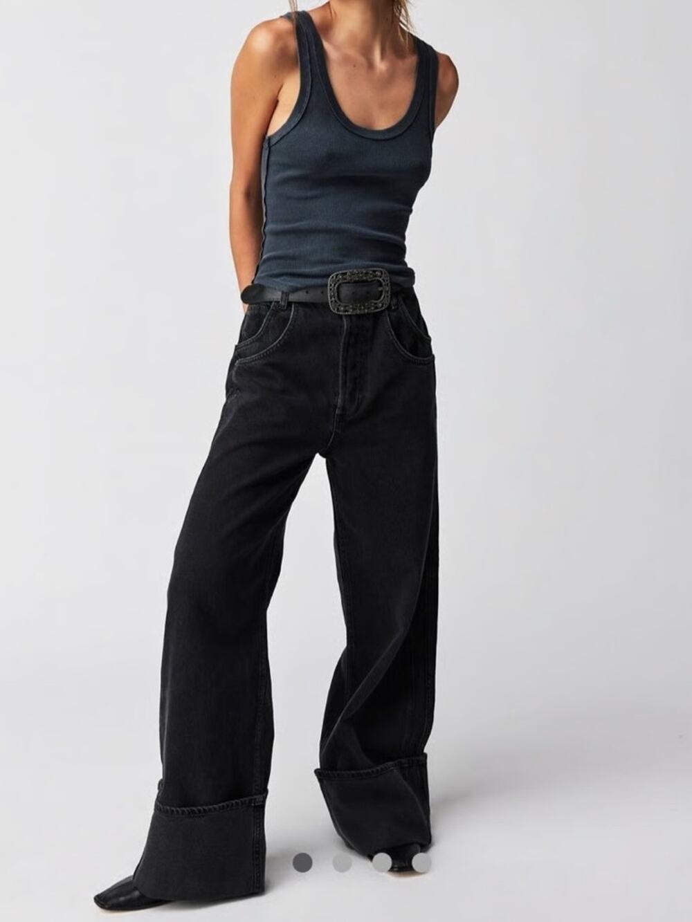 Free People We The Free Final Countdown Low Rise Cuff Boyfriend Jean Blackout 28
